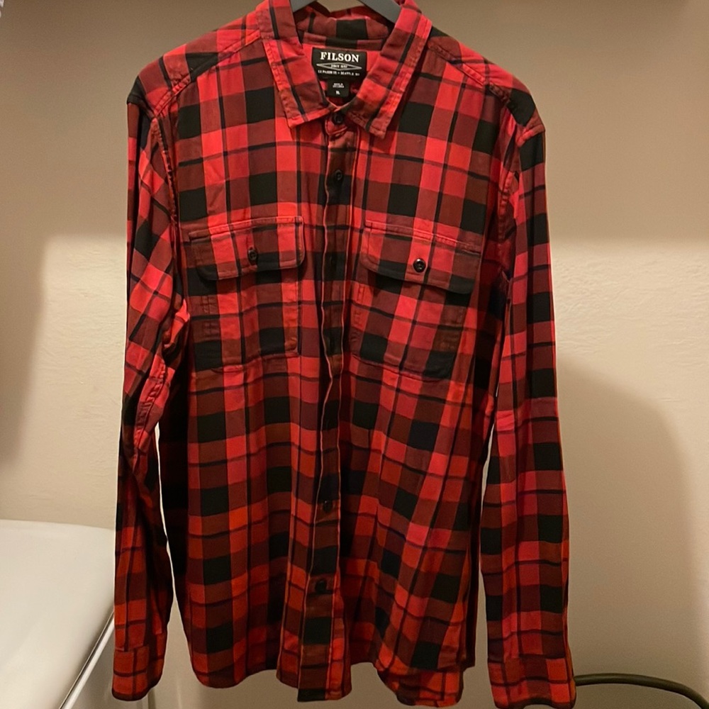 Filson Flannel Shirt, Red/Black Plaid, XL